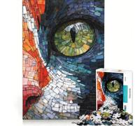 Rompecabezas de 1000 Piezas para Adolescentes Mosaico con Ojo de Gato en Primer Plano decoración de Pared Ideal para Pasar el Tiempo en casa Durante Las Vacaciones y para Fortalecer el Amor en Pareja