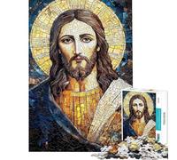 Rompecabezas de 1000 Piezas para Adolescentes Mosaico con Retrato de Jesús Juego Educativo Juguetes Juegos educativos Regalos de Amigo Invisible Actividades Familiares (tamaño 38x52cm)