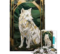 Rompecabezas de 1000 Piezas para Adolescentes Mosaico de Lobos Arte Kentsugi Actividades Divertidas para Aprender en casa Juego Educativo Familiar para Mayores de 14 años 38x52cm