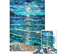 Rompecabezas de 1000 Piezas para Adolescentes Mosaico de océano Iluminado por la Luna Rompecabezas de Arte para Adolescentes Carrera de Velocidad Manual Juego desafiante y difícil 38x26cm