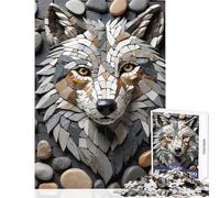 Rompecabezas de 1000 Piezas para Adolescentes Mosaico de Piedra Cabeza de Lobo Arte decoración del hogar Juguetes Grandes Regalos y Juguetes Juego práctico colección de Artistas Bellas Artes 38x52cm