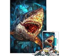 Rompecabezas de 1000 Piezas para Adolescentes Mosaico de Tiburones Rompecabezas artísticos para Adultos Juego práctico desafío difícil de completar (tamaño 38x26cm)