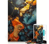 Rompecabezas de 1000 piezas para adolescentes mosaico turquesa y dorado borde limpio juego de ingenio juguete para desarrollar la mente juego de entretenimiento regalo de decoración navideña (38x52cm)