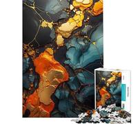 Rompecabezas de 1000 Piezas para Adolescentes Mosaico Turquesa y Dorado Juguetes para Adultos una Obra de Arte cumpleaños y Navidad (tamaño 50x75cm)