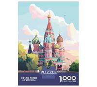 Rompecabezas De 1000 Piezas Para Adolescentes Moscow, Russia St. Basils Cathedral Illustration Rompecabezas Para Adultos Juegos Relajantes Montaje De Patrones Regalos Para Amigos Y Familiares 52x38cm/