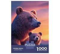 Rompecabezas De 1000 Piezas para Adolescentes Mother Bear and Cub at Sunset Rompecabezas para Adultos Juegos Relajantes Vacaciones En Casa Matar El Tiempo 38x26cm/1000pcs