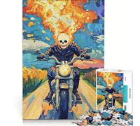Rompecabezas de 1000 Piezas para Adolescentes Moto Ghost Rider, Juego Imposible, Actividades Divertidas para Hacer en casa, cumpleaños y Navidad 50x75cm