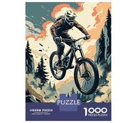 Rompecabezas De 1000 Piezas para Adolescentes Mountain Biker Jumping Off A Cliff Rompecabezas para Adultos Juegos Divertidos Desafío Difícil para Cumpleaños, Navidad 38x26cm/1000pcs
