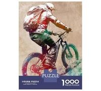 Rompecabezas De 1000 Piezas para Adolescentes Mountain Biker Watercolor Rompecabezas para Adultos Juegos Familiares Mejora La Memoria Cumpleaños Y Navidad 52x38cm/1000pcs