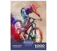 Rompecabezas De 1000 Piezas para Adolescentes Mountain Biker Watercolor Rompecabezas para Adultos Juego De Ingenio para Mejorar La Memoria Regalos para Amigos Y Familiares 52x38cm/1000pcs