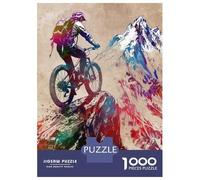 Rompecabezas De 1000 Piezas para Adolescentes Mountain Biking Watercolor Rompecabezas para Adultos Juegos De Relajación Desafío Difícil Regalo De Cumpleaños, Regalos, 70x50cm/1000pcs