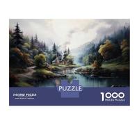 Rompecabezas De 1000 Piezas para Adolescentes Mountain Cabin by The River Rompecabezas para Adultos Juego Práctico Mejora La Memoria Regalo De Cumpleaños, Regalos, 70x50cm/1000pcs