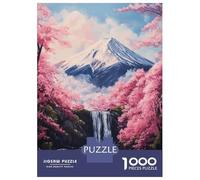 Rompecabezas De 1000 Piezas para Adolescentes Mountain Fuji Waterfall Sakura Rompecabezas para Adultos Juego Familiar Regalos De Decoración Amigos Y Familiares 38x26cm/1000pcs