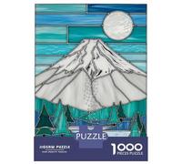 Rompecabezas De 1000 Piezas para Adolescentes Mountain Landscape Stained Glass Rompecabezas para Adultos Juegos Relajantes Decoración del Hogar Actividades Divertidas En Casa 52x38cm/1000pcs