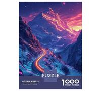 Rompecabezas De 1000 Piezas para Adolescentes Mountain Road with Car Lights Rompecabezas Juegos Divertidos para La Diversión Familiar Oferta como Regalos para Toda La Familia 70x50cm/1000pcs