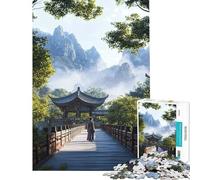 Rompecabezas de 1000 Piezas para Adolescentes Mujer Caminando sobre un Puente en China Rompecabezas para Adultos Juego práctico de análisis y lógica para Reducir el estrés Regalo Ideal (38x52cm)