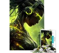 Rompecabezas de 1000 Piezas para Adolescentes Mujer ciberpunk con Auriculares Luminosos Ideal para cumpleaños y Navidad Una Obra de Arte Juegos relajantes para Mayores de 14 años (38x26cm)