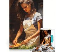 Rompecabezas de 1000 Piezas para Adolescentes Mujer cocinando en la Cocina Juegos Familiares Actividades Divertidas en casa colección de Artistas Bellas Artes 50x75cm
