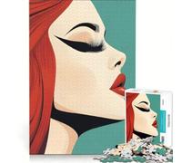 Rompecabezas de 1000 Piezas para Adolescentes Mujer con Cabello Largo y Rojo y Ojos Grandes Juegos Familiares Actividades Divertidas en casa colección de Artistas Bellas Artes 38x26cm