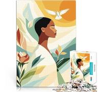 Rompecabezas de 1000 Piezas para Adolescentes Mujer con Paloma y Flores Juego desafiante con Piezas de Formas aleatorias Que se entrelazan Completamente 38x26cm