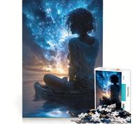 Rompecabezas de 1000 Piezas para Adolescentes Mujer en un Barco Mirando Las Estrellas Juguete Educativo para la diversión Familiar Ideal para Decorar el Escritorio 38x52cm