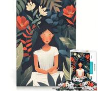 Rompecabezas de 1000 Piezas para Adolescentes Mujer en un Entorno Floral Sereno Juego práctico Ideal para divertirse en Familia Decorar el Escritorio 38x52cm