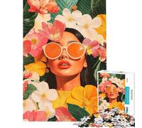 Rompecabezas de 1000 Piezas para Adolescentes Mujer Entre Flores Rompecabezas para Adultos Juguete Decorativo para Pared Mejora la Memoria cumpleaños y Ocasiones Especiales (38x26cm)