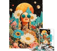 Rompecabezas de 1000 Piezas para Adolescentes Mujer Entre Flores y Estrellas Juego de ingenio Juguete Intelectual Gran Regalo para Mujeres (tamaño 38x26cm)