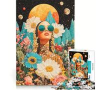 Rompecabezas de 1000 Piezas para Adolescentes Mujer Entre Flores y Estrellas Juego Relajante para desconectar intelectualmente Regalo de cumpleaños 38x26cm