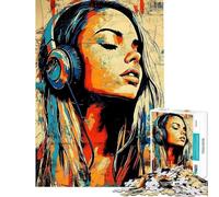 Rompecabezas de 1000 Piezas para Adolescentes Mujer Escuchando música Juego práctico y adictivo para Cultivar la Paciencia Un Gran Regalo Un Reto difícil (Tamaño 38x26cm)