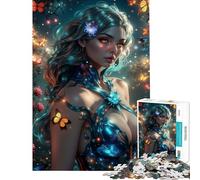 Rompecabezas de 1000 Piezas para Adolescentes Mujer fantástica con Mariposas Juego Educativo Juguetes didácticos Obra de Arte Regalo Corte de precisión (Tamaño 38x26cm)