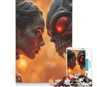 Rompecabezas de 1000 Piezas para Adolescentes Mujer Frente a Criatura alienígena Juego Imposible Actividades Divertidas para Hacer en casa cumpleaños y Navidad 38x26cm