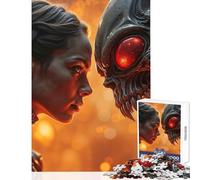 Rompecabezas de 1000 Piezas para Adolescentes Mujer Frente a una Criatura alienígena Juguetes antiestrés Regalo de cumpleaños Juego práctico Que Ayuda a ejercitar el Cerebro Tamaño 38x52cm