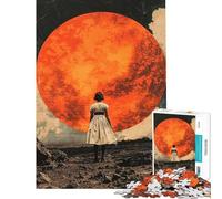 Rompecabezas de 1000 Piezas para Adolescentes Mujer Frente a una Luna roja Gigante Rompecabezas para Adultos y Juegos Familiares Una Obra de Arte Que supone un Reto completarla (tamaño 38x26cm)
