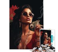 Rompecabezas de 1000 Piezas para Adolescentes Mujer fumando en un Bar artístico Juego de ingenio Juguete desafiante Excelentes Regalos y Juguetes para la diversión Familiar (Tamaño 75x50cm)