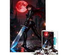 Rompecabezas de 1000 Piezas para Adolescentes Mujer guerrera con Espada bajo la Luna roja Ideal para cumpleaños Navidad y diversión Familiar Juego Imposible para Mayores de 14 años Juego