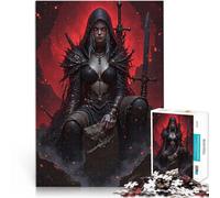 Rompecabezas de 1000 Piezas para Adolescentes Mujer guerrera de fantasía Oscura Difícil y desafío Regalo de Obra de Arte 38x26cm