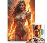 Rompecabezas de 1000 Piezas para Adolescentes Mujer guerrera Dorada con Poderes de Fuego, Juego Relajante, desafío difícil, cumpleaños 50x75cm