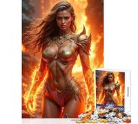 Rompecabezas de 1000 Piezas para Adolescentes Mujer guerrera Dorada con Poderes de Fuego Rompecabezas de 1000 Piezas Juguetes de decoración para el hogar Ideas de Regalos Alivia el estrés (50x75cm)
