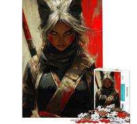 Rompecabezas de 1000 Piezas para Adolescentes Mujer guerrera Lobo con Espada Rompecabezas para Adultos Juegos relajantes una Obra de Arte Regalos para Reducir el estrés (tamaño 38x26cm)