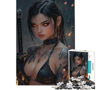 Rompecabezas de 1000 Piezas para Adolescentes Mujer guerrera Tatuada con Katana Desafío Educativo Decoración de Pared Juegos relajantes Apto para Mayores de 14 años (38x26cm)