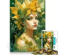 Rompecabezas de 1000 Piezas para Adolescentes Mujer otoñal con Hojas,decoración de Corte preciso,Juego cognitivo,Juguete para el Tiempo Libre,Regalo Tranquilo de Navidad (50x75cm)