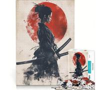 Rompecabezas de 1000 Piezas para Adolescentes Mujer samurái con Sol Rojo Juguetes para armar Mejora la Memoria con Piezas de Formas aleatorias Que encajan Perfectamente 38x52cm