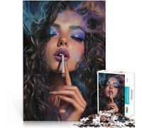 Rompecabezas de 1000 Piezas para Adolescentes Mujer Sexy fumando Juegos educativos Decoración del hogar Cumpleaños 75x50cm
