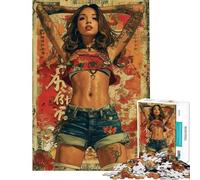 Rompecabezas de 1000 Piezas para Adolescentes Mujer Tatuada al Estilo japonés Rompecabezas para Adultos Juguete para decoración de Pared Decoración del hogar cumpleaños (50x75cm)