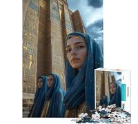 Rompecabezas de 1000 Piezas para Adolescentes Mujeres egipcias Frente a un Templo Rompecabezas para Adultos Juegos relajantes decoración del hogar Regalos para Reducir el estrés (tamaño 38x26cm)