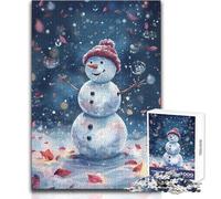 Rompecabezas de 1000 Piezas para Adolescentes Muñeco de Nieve caprichoso en un país de Las Maravillas Invernal Tardes relajantes Ajuste Corte de precisión del Juguete: 50x75cm