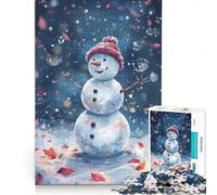 Rompecabezas de 1000 Piezas para Adolescentes Muñeco de Nieve caprichoso en un país de Las Maravillas Invernal Juegos Familiares Divertidos y con Humor Ideal para Decorar el Escritorio 50x75cm
