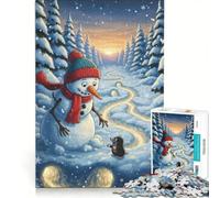 Rompecabezas de 1000 Piezas para Adolescentes Muñeco de Nieve y Topo en un Paisaje Invernal Juegos Familiares para divertirse en Familia colección de Artistas Bellas Artes 50x75cm