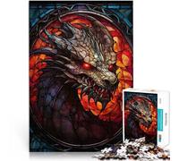 Rompecabezas de 1000 Piezas para Adolescentes Muro de vitrales con dragón Juguetes educativos Decoración artística del hogar 52x38cm